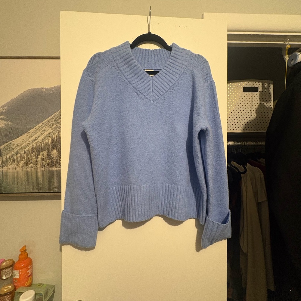 Blue V-Neck Women's Sweater